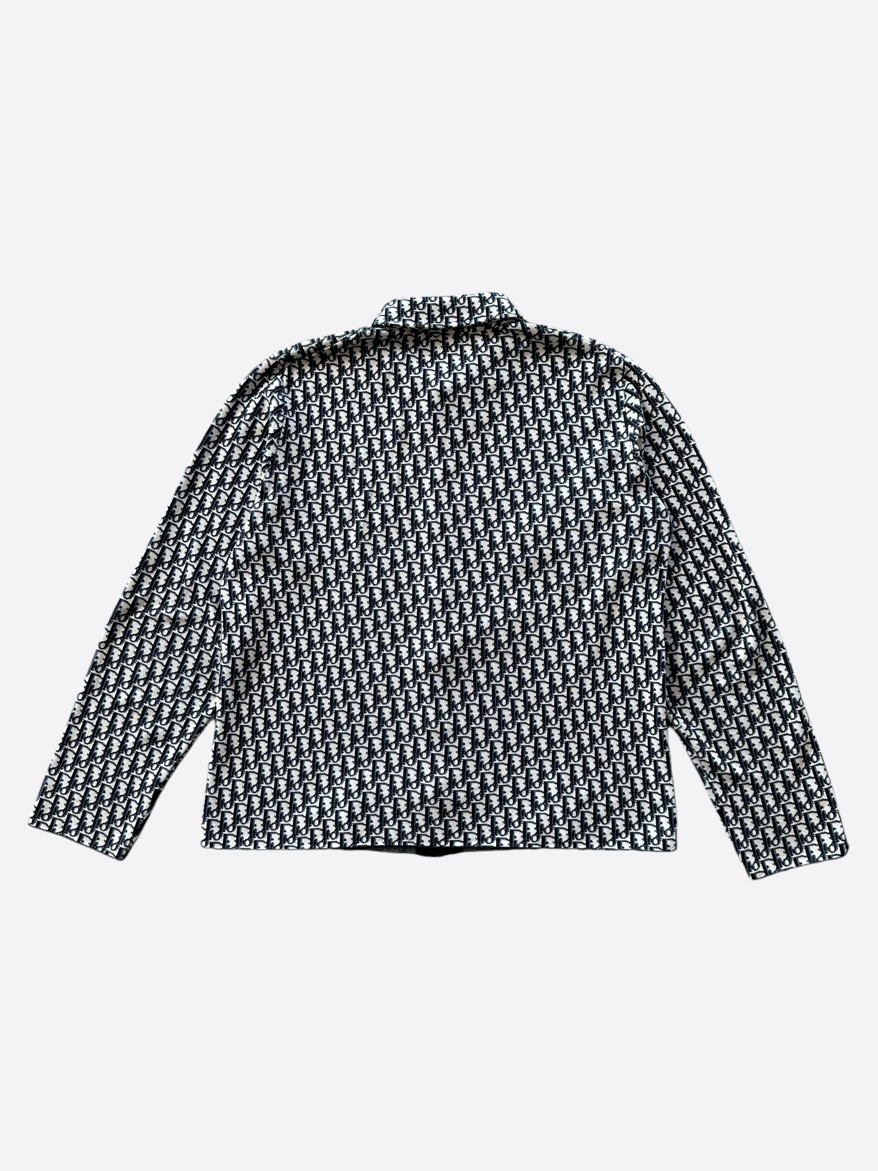 Dior Beige & Blue Oblique Button Up Shirt for Men - Stylish Casual & Business Wear - Perfect for Office, Date Night & Special Occasions