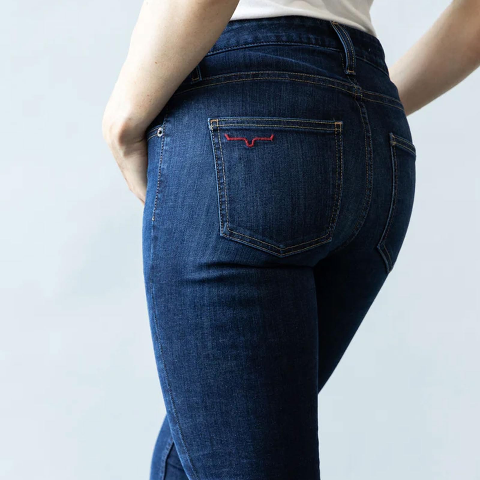 Kimes Ranch Women's Chloe Casual Western Mid-Rise Bootcut Jeans - Dark Wash Blue Tri-Blend Denim Pants for Everyday Wear & Country Style Outfits