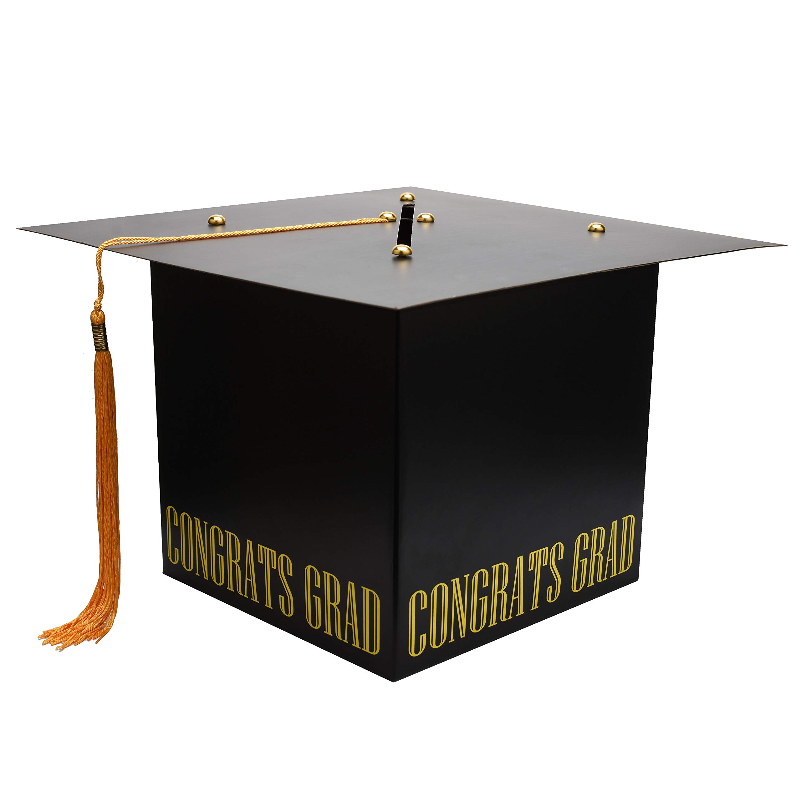 Graduation Card Box Holder - Cap Shaped with Real Tassel | Perfect for Graduation Party Decorations & Gift Card Storage | Great for High School, College Commencement Celebrations
