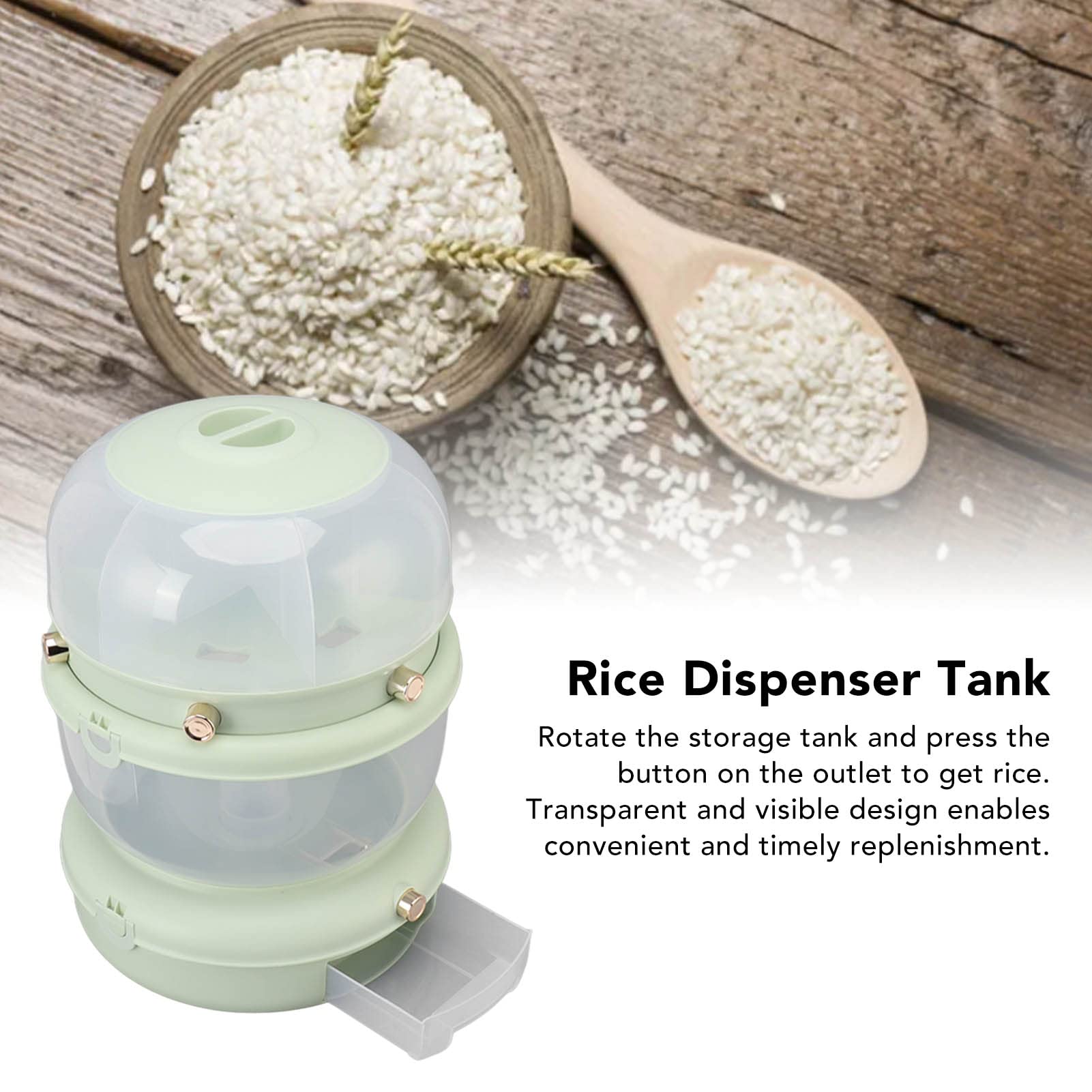 Food Grade PP Cereal Storage Container - Rotatable Grain Dispenser with Double Layer, Transparent Dry Food Dispenser for Rice, Millet, Mung Beans, Nuts, Red Beans - Easy Assembly Kitchen & Pantry Organization Solution