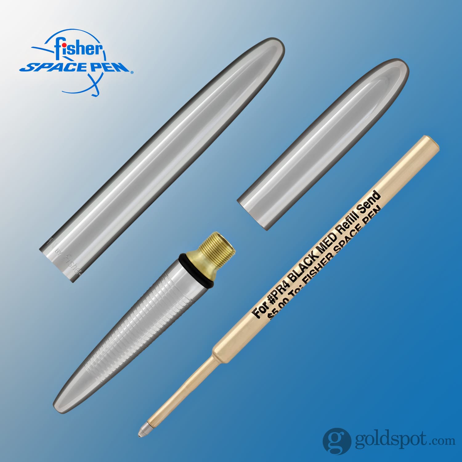 Fisher Space Pen Bullet Ballpoint Pen - Chrome Finish - Compact & Refillable for Everyday Carry, Travel, Outdoor Adventures & Writing in Any Condition