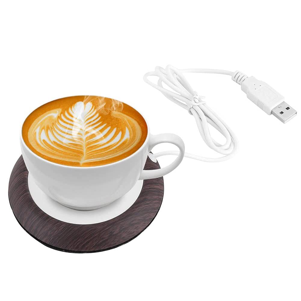 Premium Coffee Cup Warmer for Desk - USB Powered Mug Warmer for Coffee & Tea - Wood Grain Beverage Heater Pad for Office, Home & Travel - Perfect Gift for Coffee Lovers (Black) | Keep Drinks Warm at Work, Study or Relaxation Time