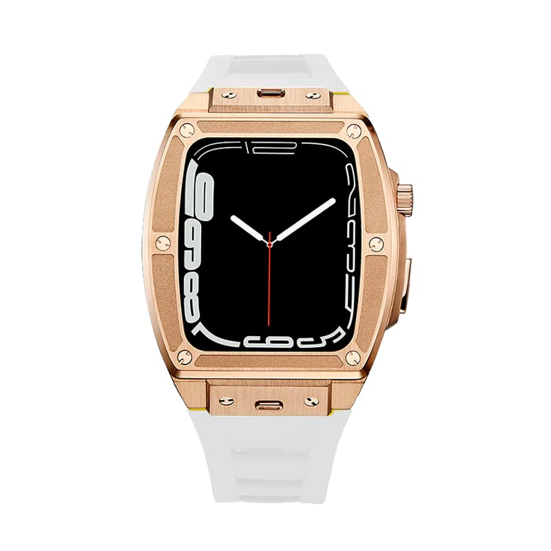 SHUYAO Stainless Steel Watch Case with Quick Release Rubber Band Compatible with Apple Watch Series 7/6/SE/5/4 (45mm) - Durable iWatch Accessories for Sports, Workouts & Everyday Wear