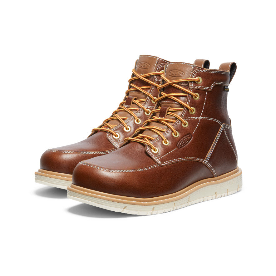 Men's San Jose 6 Waterproof Work Boots with Aluminum Toe - Tortoise Shell/Star White - Durable Safety Boots for Construction, Hiking & Outdoor Work