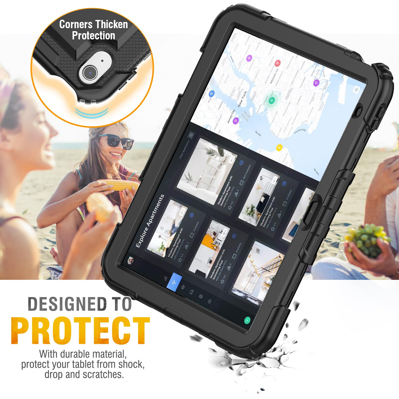 Shockproof iPad Case for iPad 11th/10th Generation (2025/2022 Model A2696/A2757/A3354) - Heavy Duty Protective Cover with Screen Protector, Pencil Holder & Hand Strap - Perfect for Work, Travel & Outdoor Use - 10.9-11 Inch iPad 10/11 Case in Black