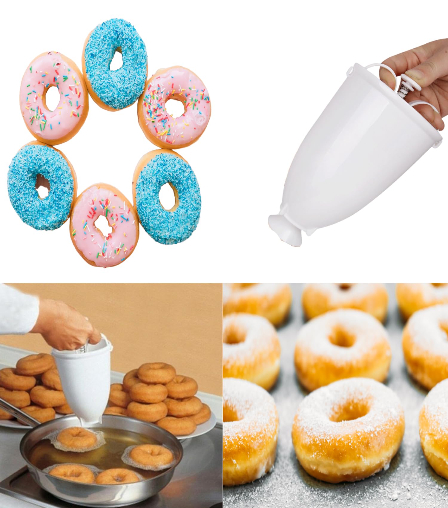 One-Hand Manual Donut Maker - Plastic Doughnut Machine Mold & Biscuit Maker with Waffle Dispenser - Perfect for Home Baking, Pastry Making & Kitchen Use - Ideal for Breakfast, Parties & DIY Desserts
