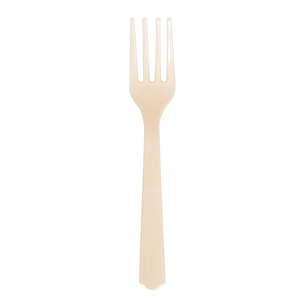 Premium Ivory Plastic Forks - 18 Count Disposable Cutlery Set for Parties, Picnics & Catering - Elegant Dinnerware for Weddings, BBQs & Outdoor Events