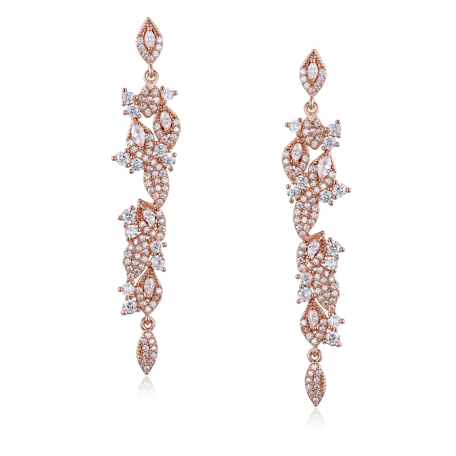Elegant AW BRIDAL Marquise Cubic Zirconia Drop Earrings for Women - Silver Wedding, Prom & Bridal Jewelry | Perfect for Weddings, Formal Events & Special Occasions