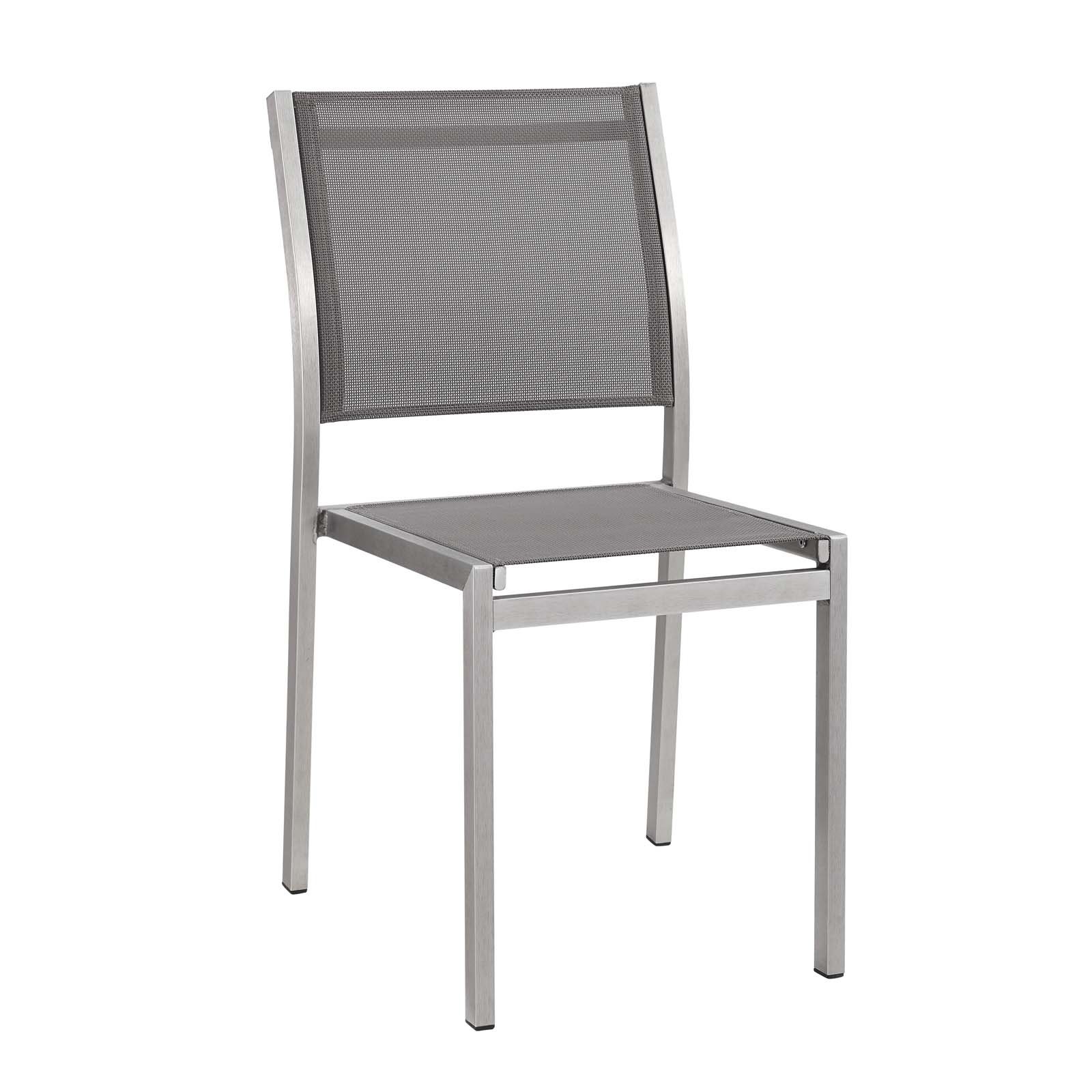 Modern Contemporary Outdoor Patio Balcony Garden Side Dining Chair - Durable Aluminum Metal Steel Frame in Grey Gray - Perfect for Relaxing and Entertaining Outdoors