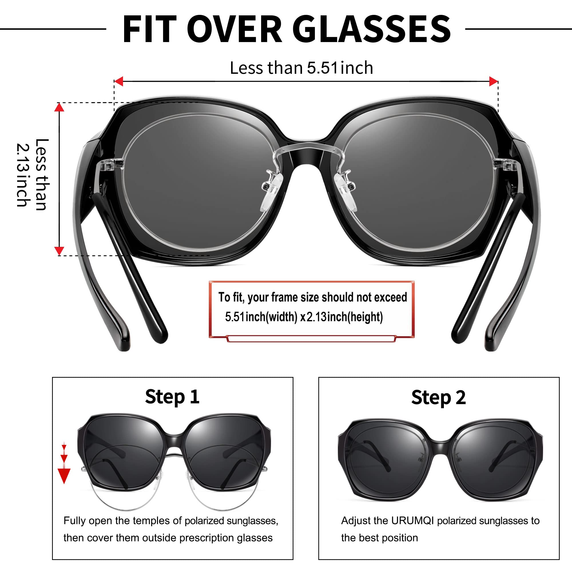 URUMQI Polarized Sunglasses for Women - UV400 Protection, Fit Over Glasses for Outdoor Activities