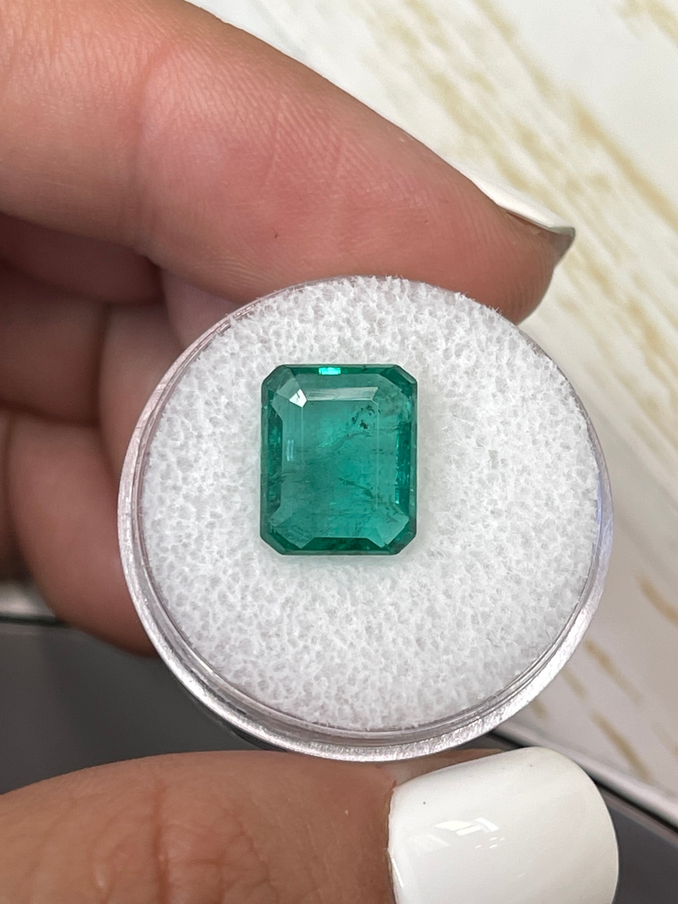 5.16 Carat 11.5x9mm Bluish Green Natural Loose Zambian Emerald Cut Gemstone for Jewelry Making, Engagement Rings & Luxury Gifts