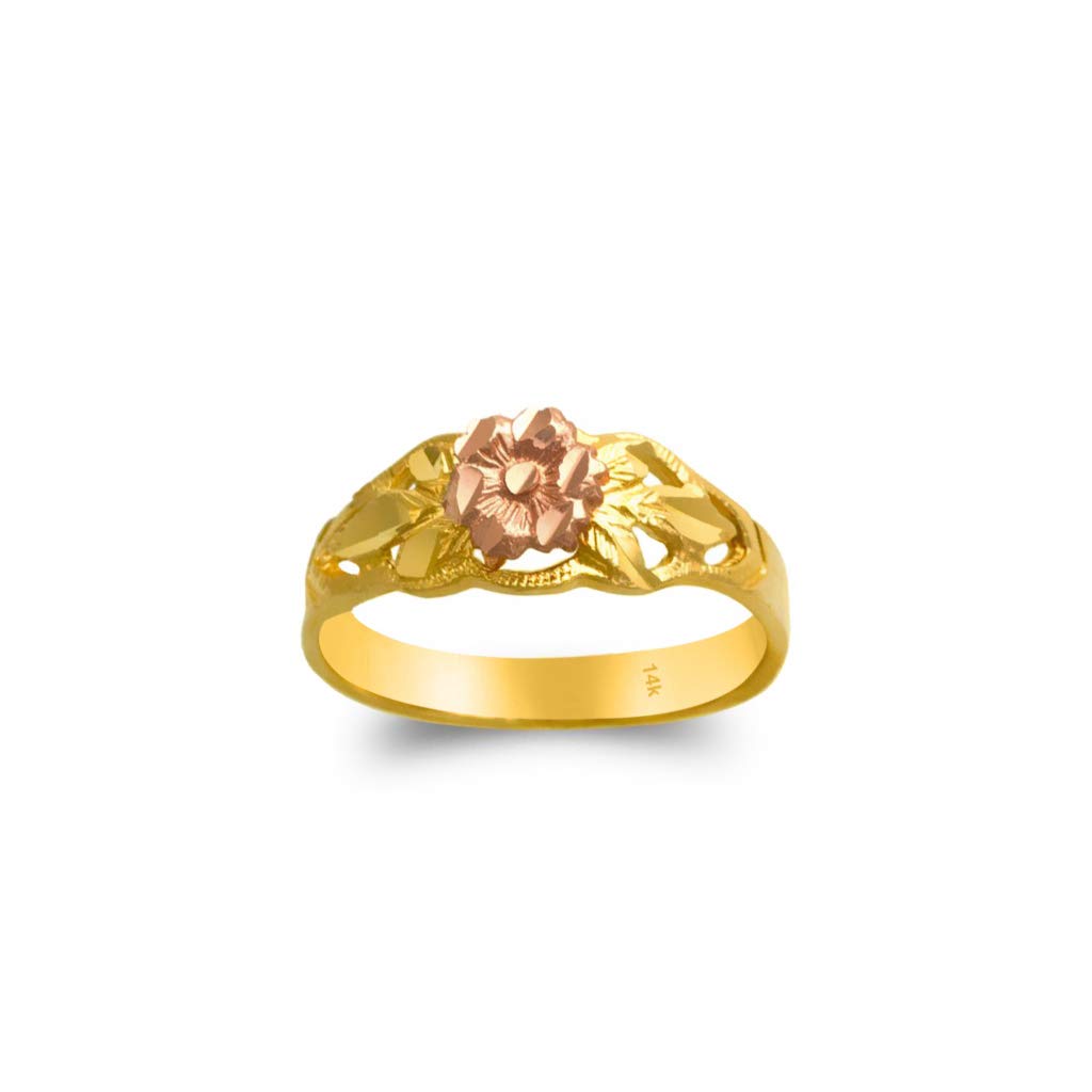 14k Gold Flower Ring for Women - Elegant Two Tone Jewelry Gift for Birthday, Anniversary & Valentine's Day | Perfect for Everyday Wear & Special Occasions
