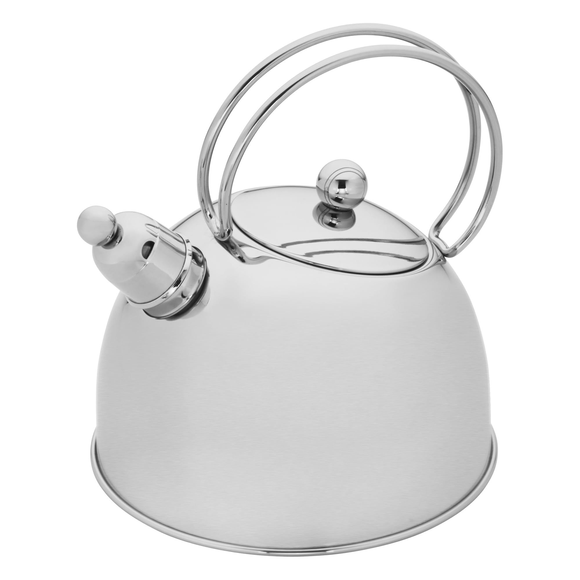 Demeyere Resto 2.6-Quart Stainless Steel Whistling Tea Kettle - Silver Polished Finish for Stovetop Use - Perfect for Boiling Water for Tea, Coffee & Cooking