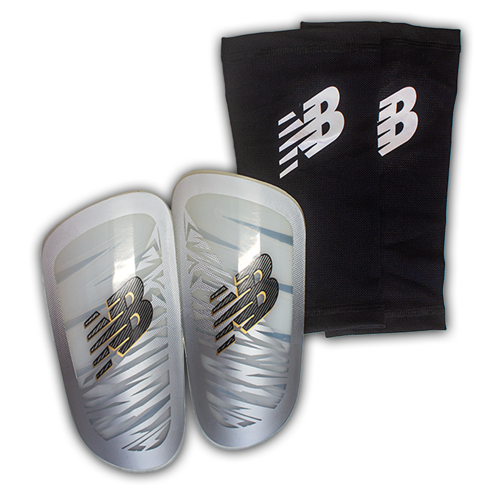 New Balance Furon Pro Soccer Shin Guards - White/Black - Lightweight & Durable Protection for Football Players - Perfect for Training & Matches