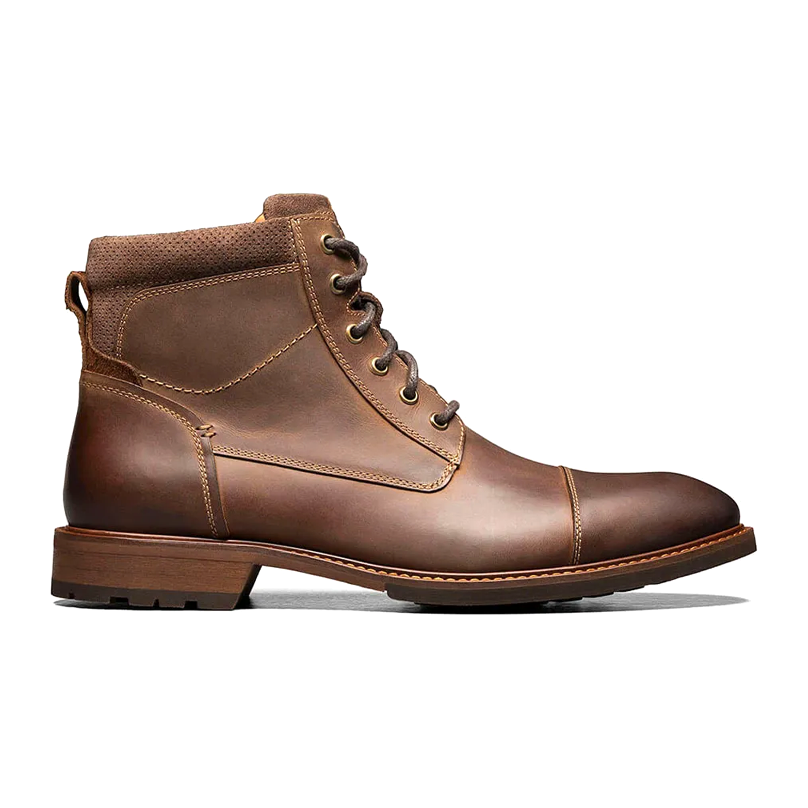 Florsheim Lodge Cap Toe Lace Up Boots for Men - Brown Crazy Horse Leather - Comfortable & Durable Work Boots for Outdoor, Hiking & Casual Wear
