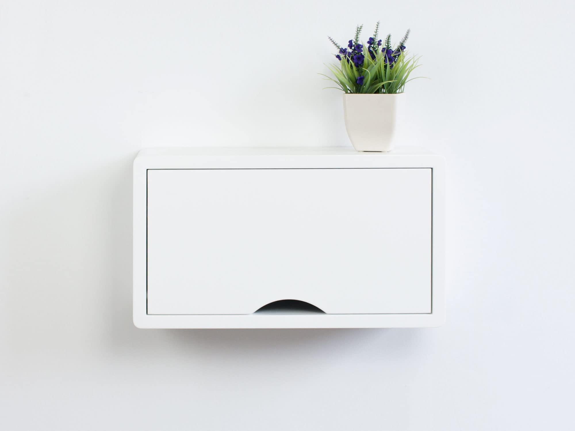 Premium White Floating Wall Cabinet - Modern Small Storage Shelf for Bathroom, Kitchen & Bedroom - High-Quality Wall Mounted Organizer Made in Canada