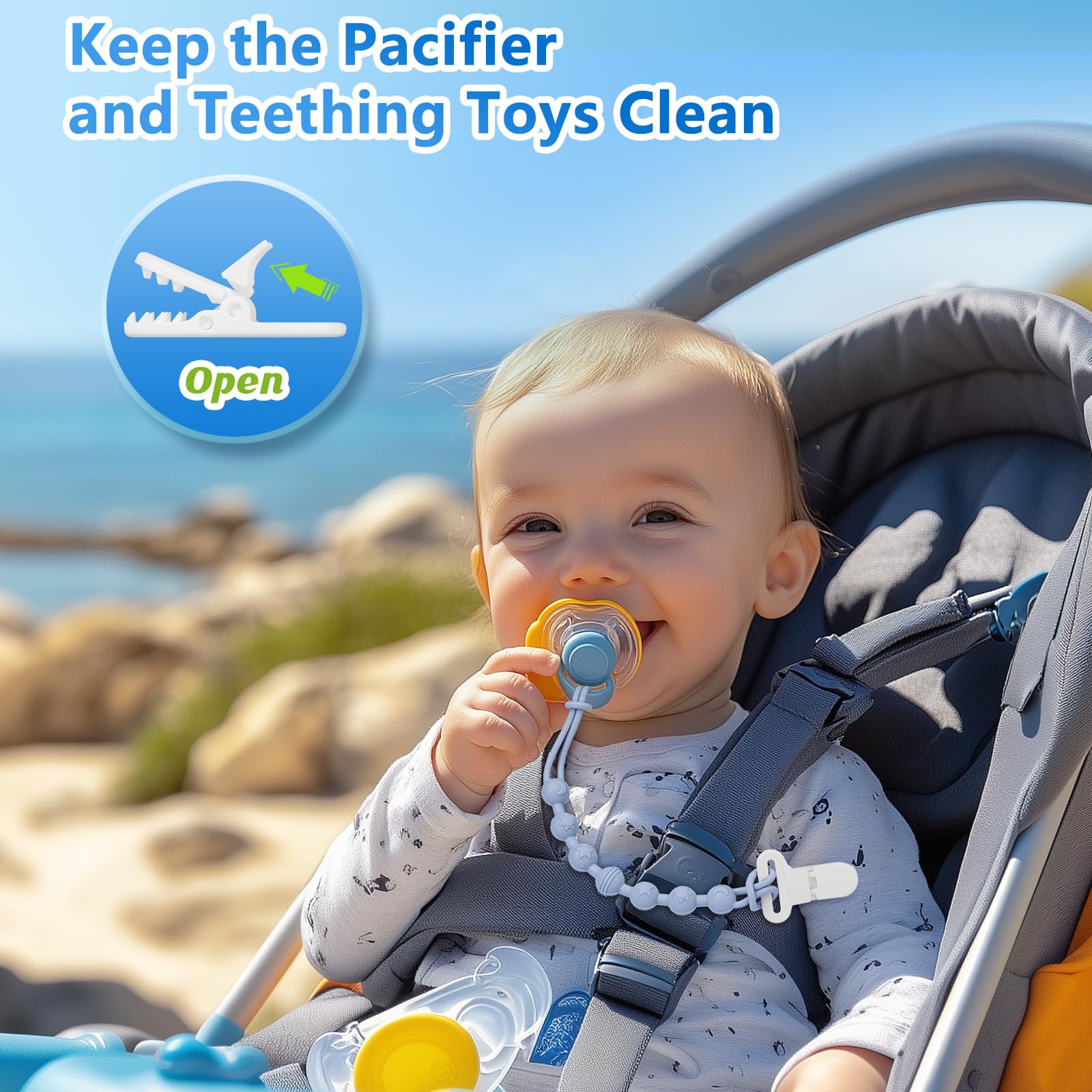 Guiseapue Stroller Cup Holder - Universal Stroller Accessories with Pacifier Clip & Diaper Bag Dispenser | Baby Travel Essentials for On-the-Go Parents | Perfect for Walks, Shopping & Road Trips