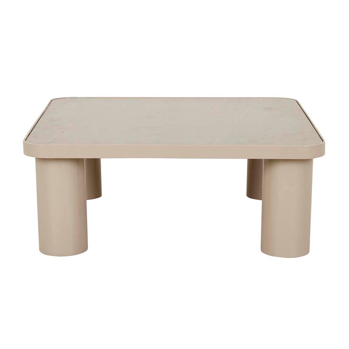 Frankie Outdoor Ceramic Coffee Table - Weatherproof Patio Furniture for Garden, Poolside & Backyard - Modern Square Coffee Table for Outdoor Living Spaces