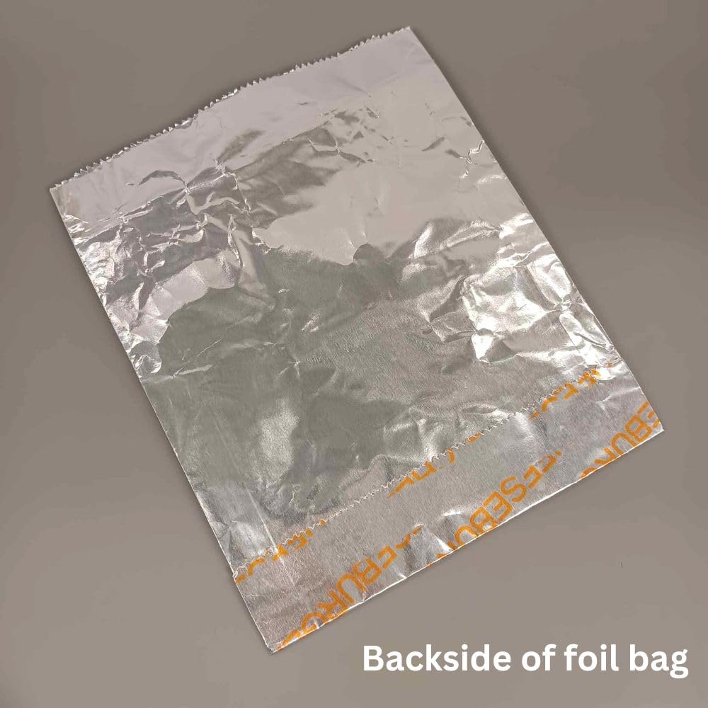 Large Foil Cheeseburger Sandwich Bags - Grease Resistant & Heat Retention - 25 Count - Perfect for Picnics, BBQs & Fast Food Packaging