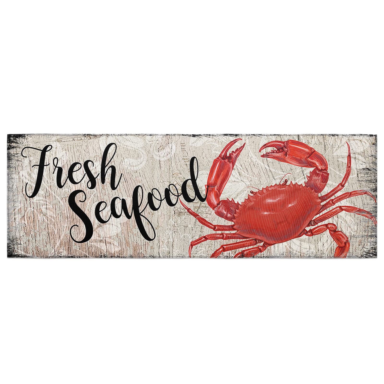 Vintage Wood Grain Totem Non-Slip Kitchen Runner Rug - 18x59 Inch Red Crab Design Washable Floor Mat for Kitchen, Living Room, Bathroom & Entryway - Indoor Anti-Skid Area Rug Set for Home Decor