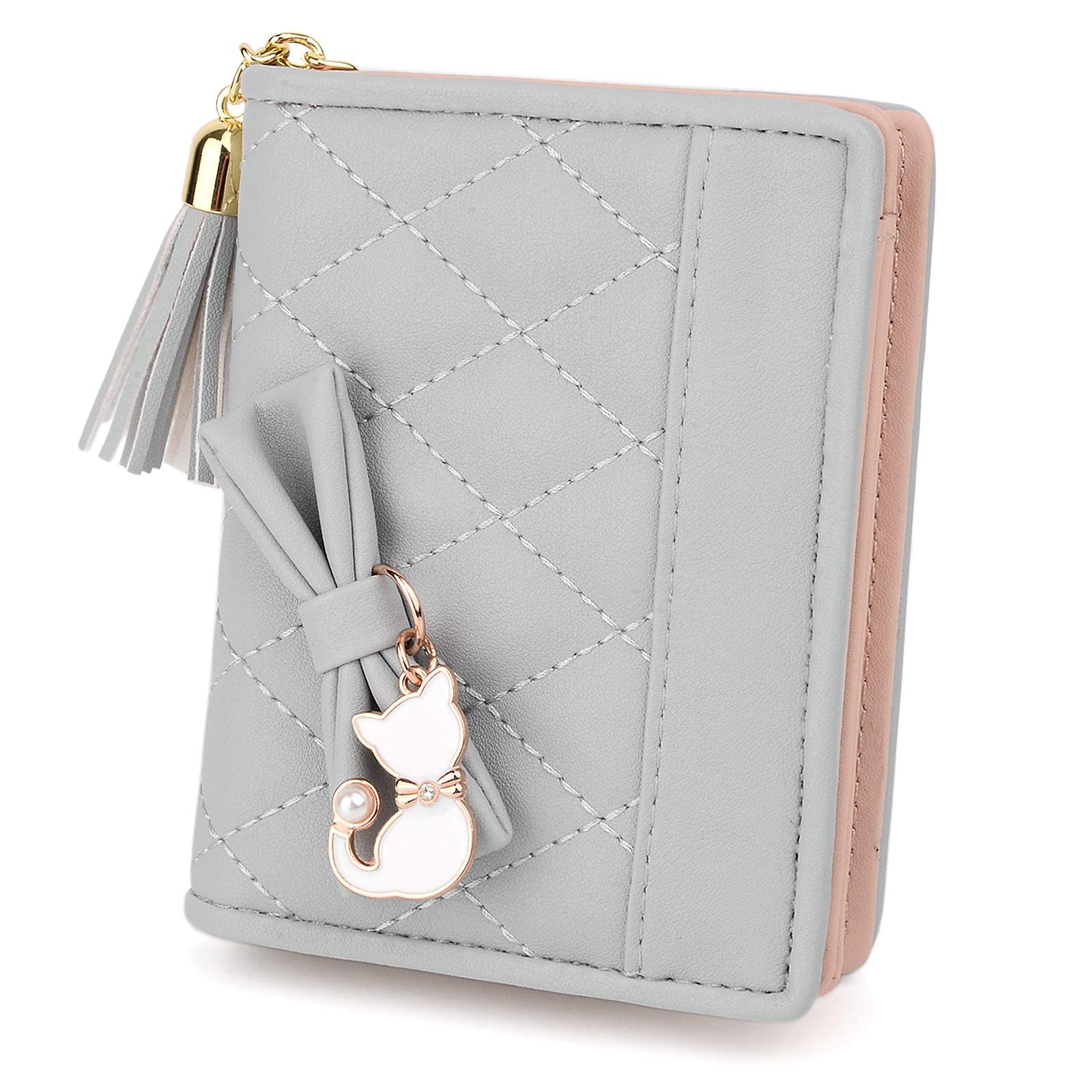 UTO Women's PU Leather Wallet with Cat Pendant - Large Capacity Card Phone Holder for Daily Use