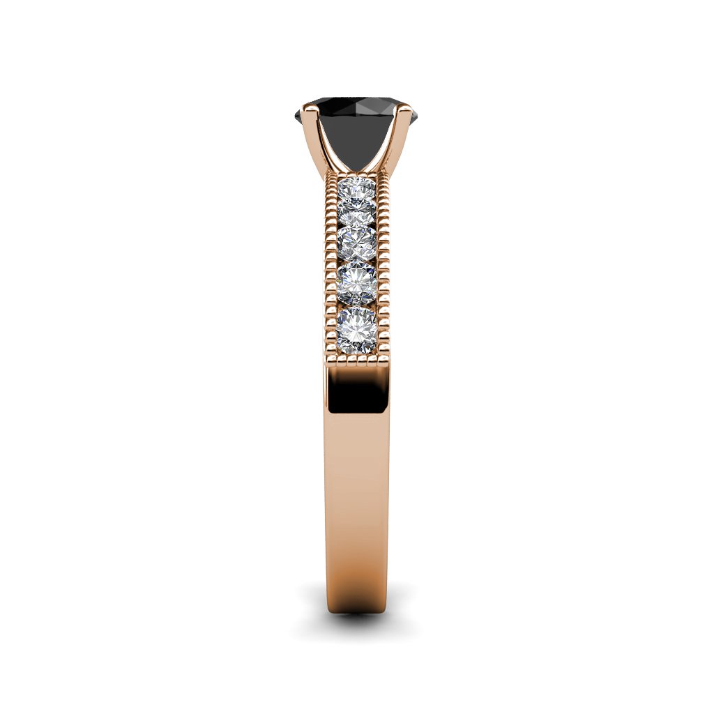 Black Diamond & Natural Diamond Engagement Ring - 1.70ctw 14K Gold Milgrain Wedding Band - Perfect for Proposals, Anniversaries & Special Occasions