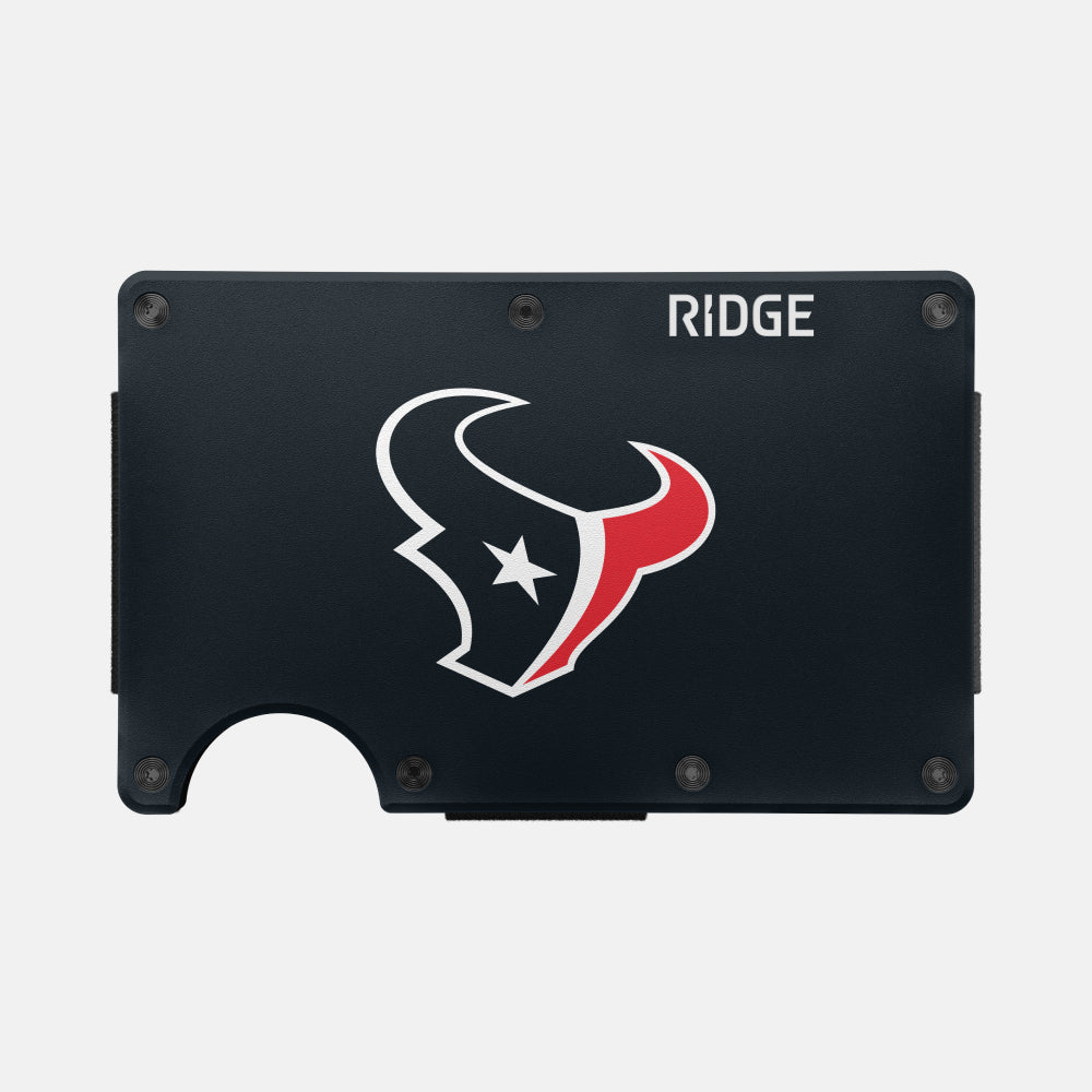 Ridge Wallet for Men - Slim RFID Blocking Minimalist Front Pocket Wallet - Houston Texans NFL Team Design - Perfect for Everyday Carry & Travel