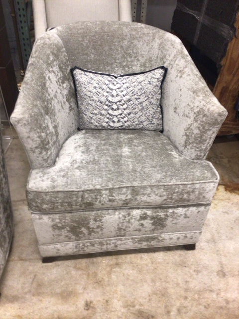 Century Furniture Velvet Curved Back Arm Chair with Pillow - Luxurious Living Room Seating for Home Office & Lounge Areas
