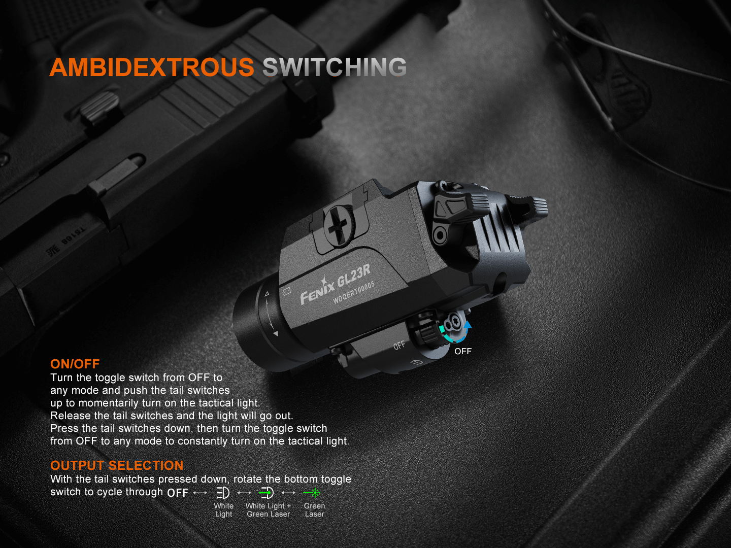 Fenix GL23R Tactical Green Laser Flashlight - High-Power 532nm Beam for Hunting, Airsoft & Outdoor Adventures