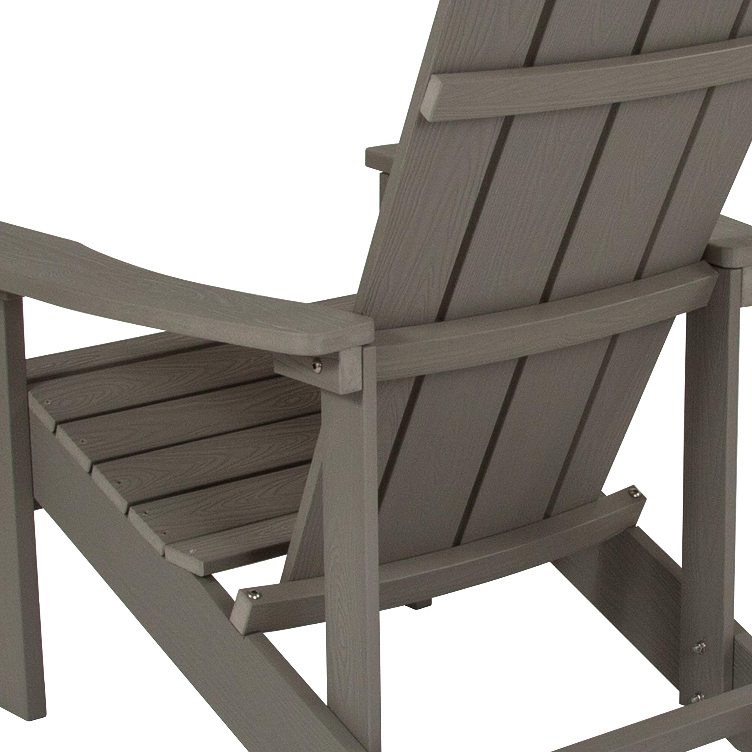 Flash Furniture Charlestown Indoor/Outdoor Faux Wood Adirondack Chair - Weather-Resistant Polyresin Patio Chair with 350 lb Weight Capacity in Gray - Perfect for Backyard, Garden, Poolside & Deck Relaxation