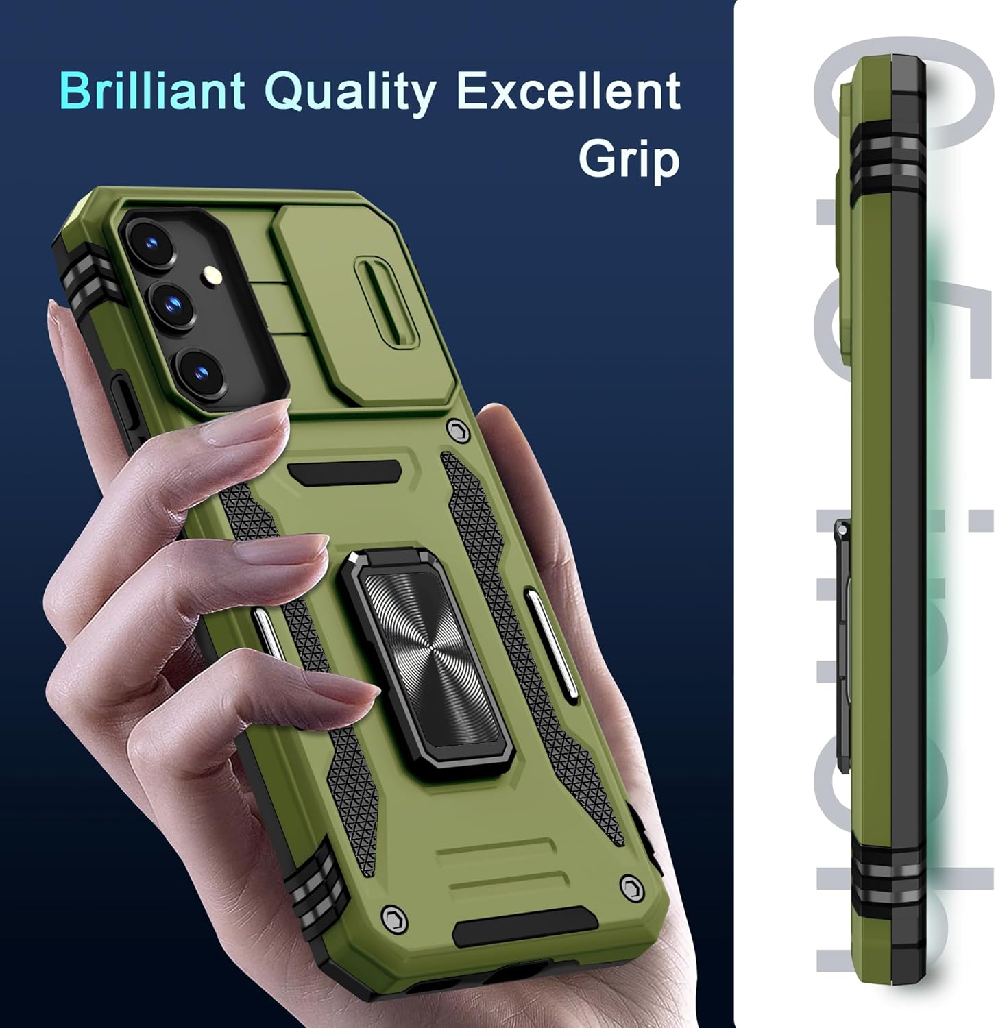 Samsung Galaxy S25 Plus Case with Slide Camera Cover, Ring Kickstand & Military-Grade Protection - Perfect for Outdoor Adventures, Travel & Daily Use