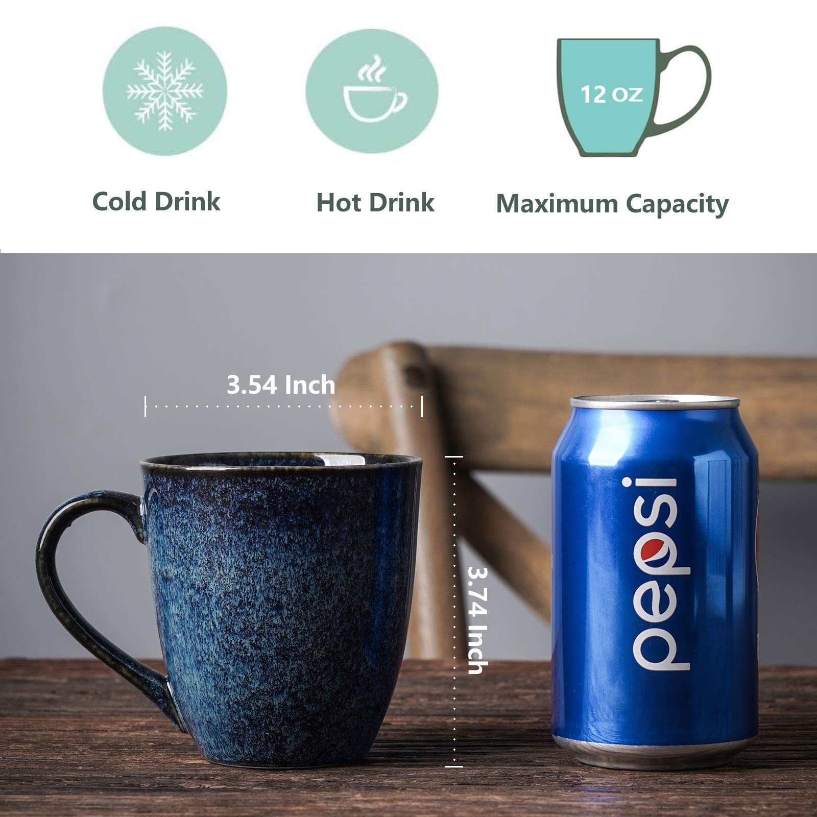Vicrays 9-Piece Coffee Mug Set & Bakeware Set - 12oz Porcelain Mugs in Blue - Perfect for Coffee, Tea, Baking & Gift Giving