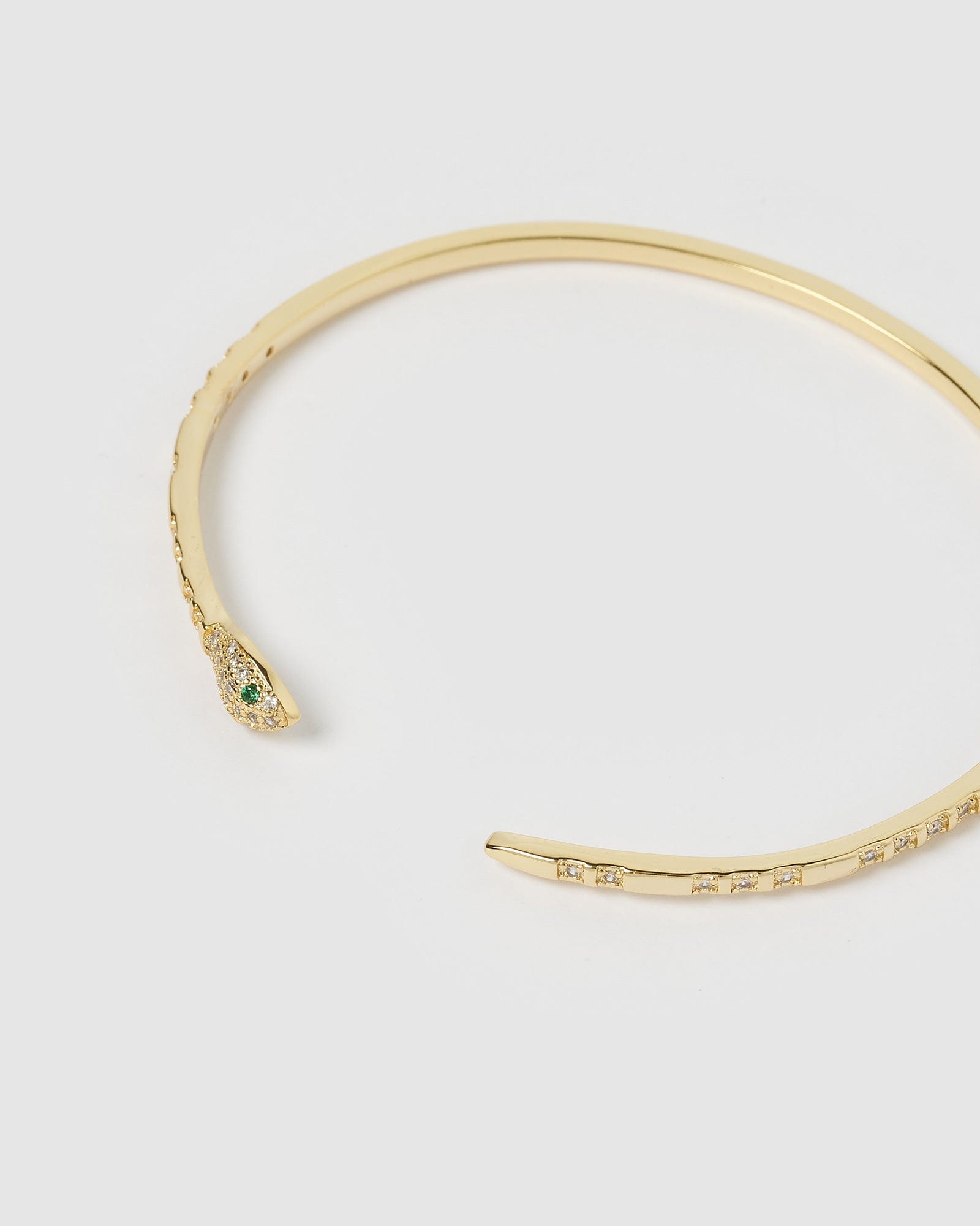 Izoa Green Eye Embellished Cuff Gold Bracelet - Elegant Statement Jewelry for Women, Perfect for Parties, Weddings & Special Occasions
