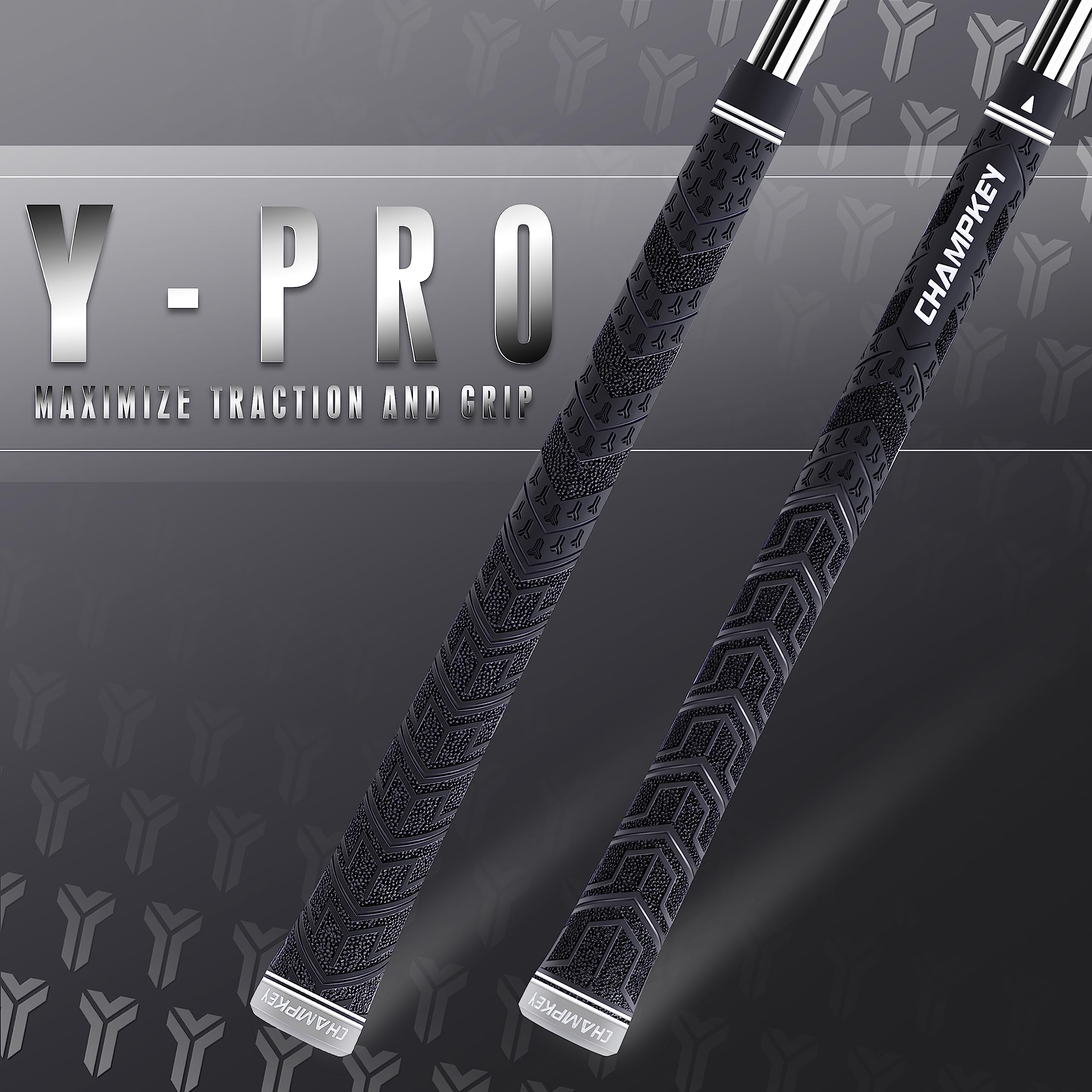 CHAMPKEY Y-PRO Performance Rubber Golf Grips 13 Pack with All Repair Kits - All Weather Control Golf Club Grips for Excellent Traction & Swing Control - Perfect for Golfers in Rain or Hot Weather Conditions