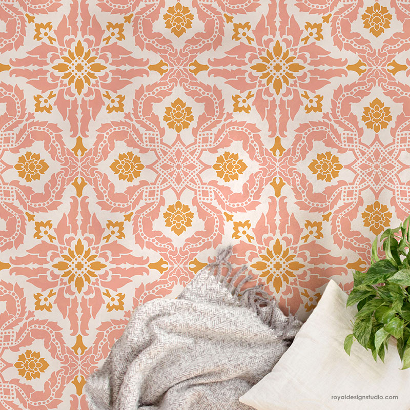 Santiago Tile Stencil - Reusable DIY Floor & Wall Tile Painting Template for Home Decor, Bathroom, Kitchen Backsplash - Perfect for Mosaic, Geometric & Moroccan Patterns