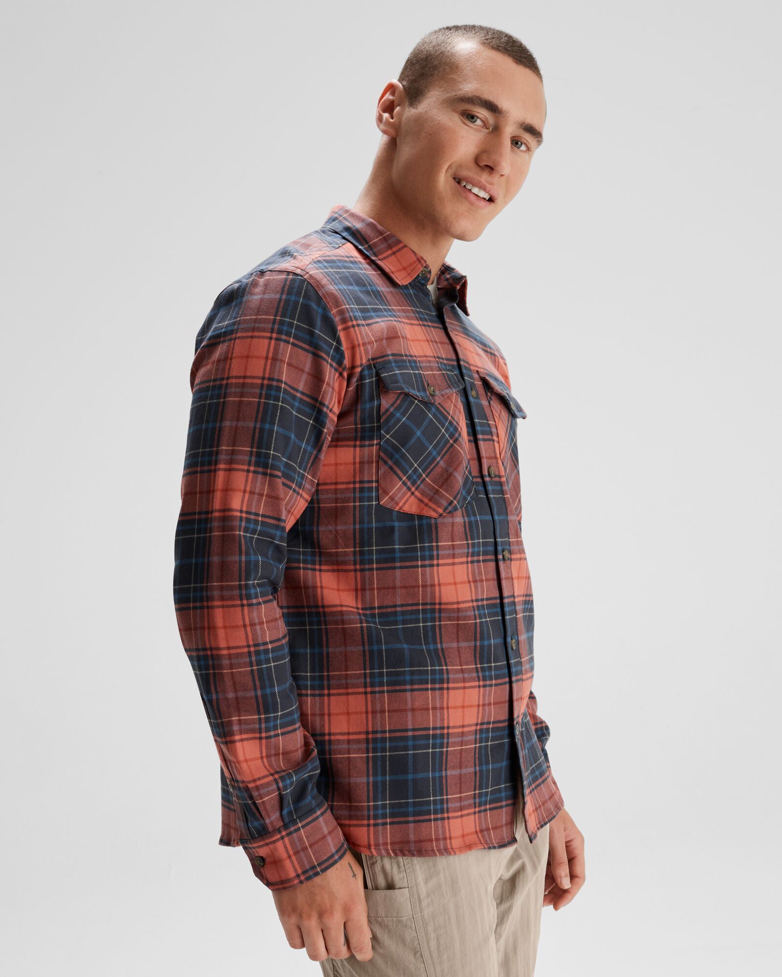 Men's Carrillon HF Long Sleeve Shirt - Hillside Plaid Spicy Chilli Pepper Pattern - Casual & Office Wear - Perfect for Work, Date Night & Outdoor Activities