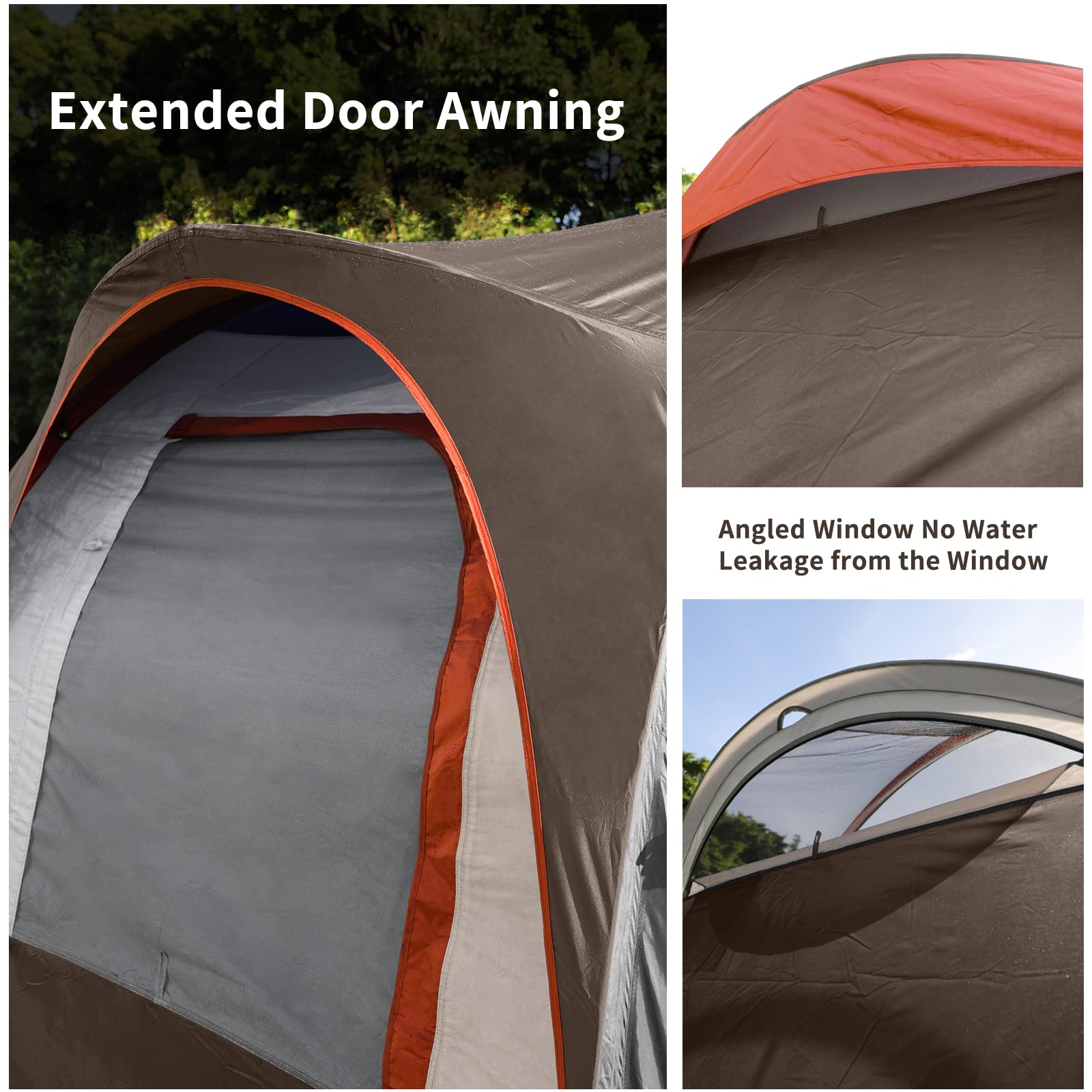 9 Person Camping Tent - CAMPROS CP 2 Room Waterproof Family Tent with Rainfly, 4 Large Mesh Windows & Carry Bag for Outdoor Adventures, Hiking, and Backpacking
