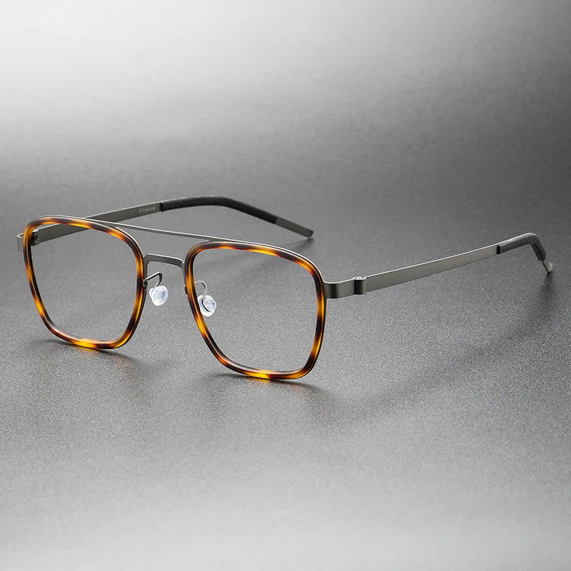 Aimee Unisex Full Rim Square Double Bridge Titanium Acetate Eyeglasses 9708 - Lightweight Durable Glasses for Men & Women - Perfect for Reading, Work, and Everyday Fashion