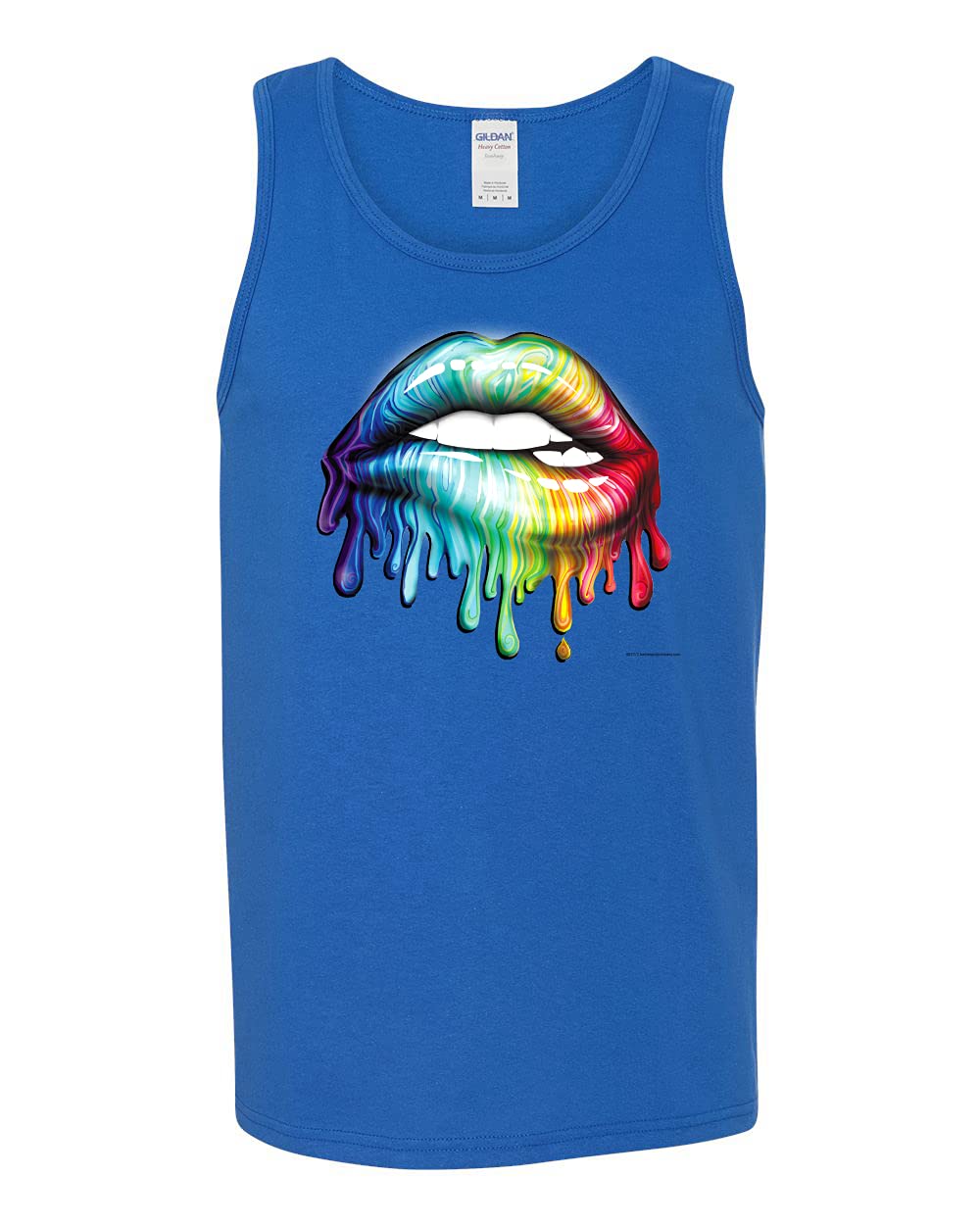 Wild Bobby Colorful Neon Rainbow Biting Lips Graphic Tank Top for Men | Trendy Pop Culture Tee | Perfect for Music Festivals, Parties & Summer Outfits