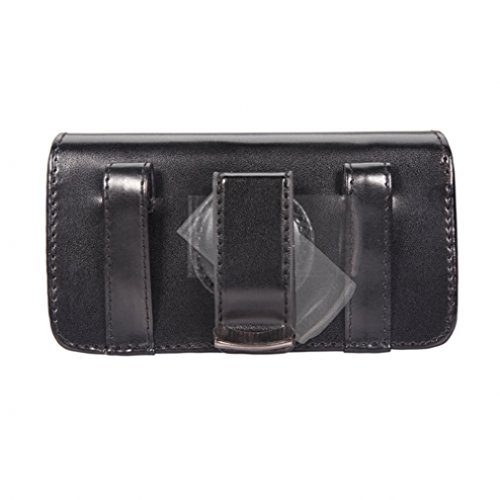 Premium Black Leather Sideways Phone Holster with Swivel Belt Clip for AT&T Samsung Galaxy S5 Mini - Secure Carry Case for Work, Outdoor & Active Lifestyle