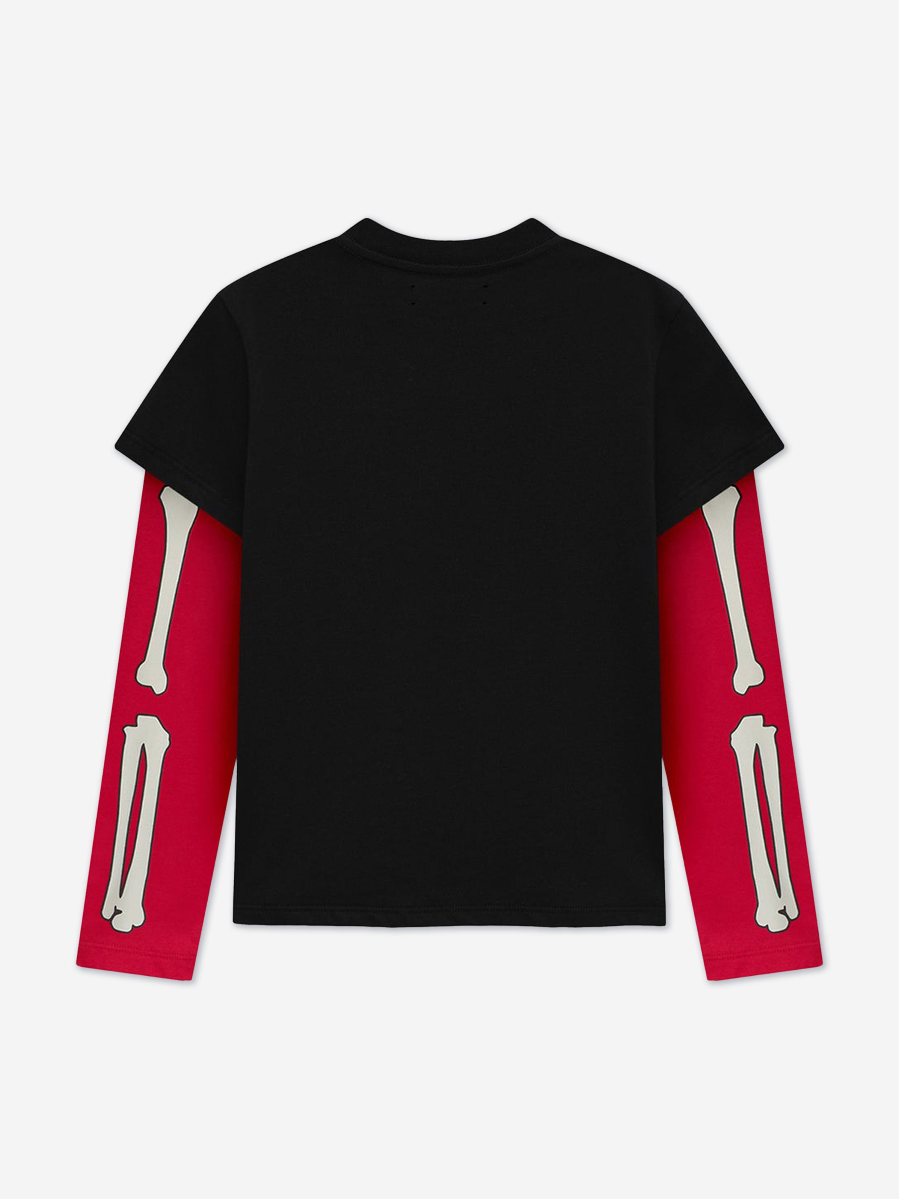 Amiri Kids Bones Long Sleeve T-Shirt - Black | Trendy Graphic Tee for Boys & Girls | Perfect for School, Playdates & Casual Outings