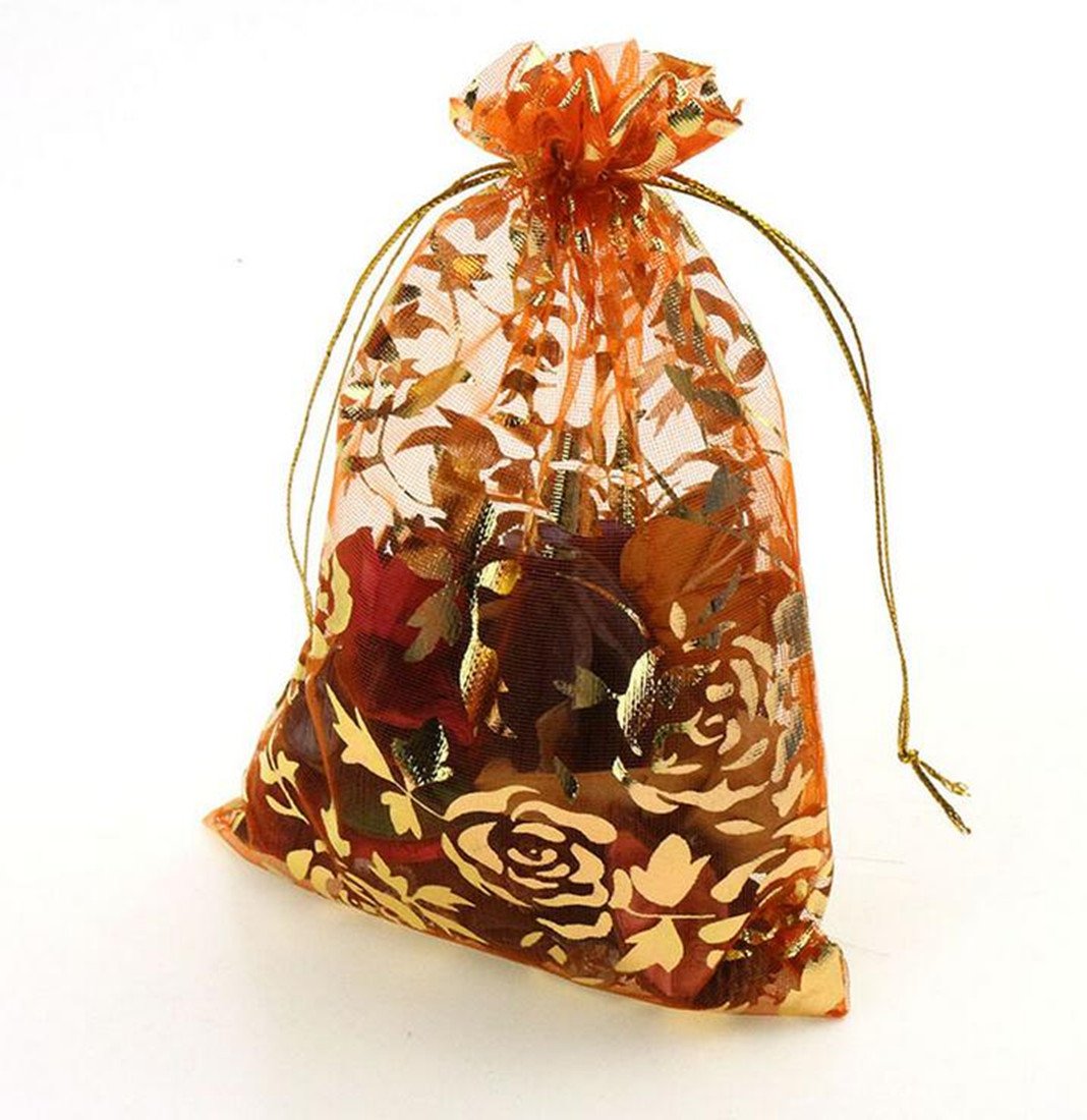 100pcs Rose Pattern Organza Wedding Favor Bags - 6