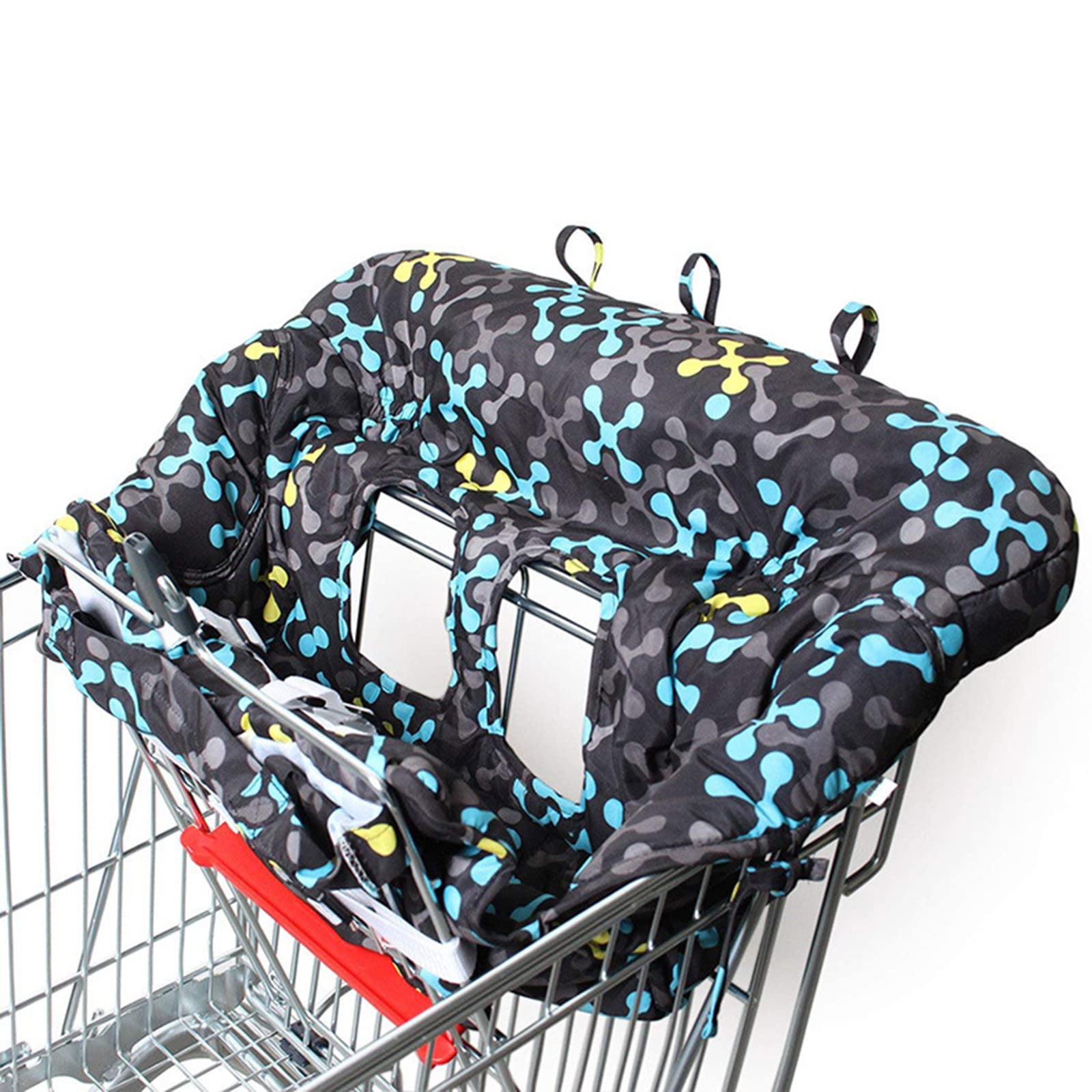 Universal Baby Shopping Cart & High Chair Cover - 2-in-1 Foldable Seat Protector with Toy Loops & Storage Pocket (50x80x22cm/19.69x34.50x8.66in) - Perfect for Grocery Stores, Restaurants & Travel