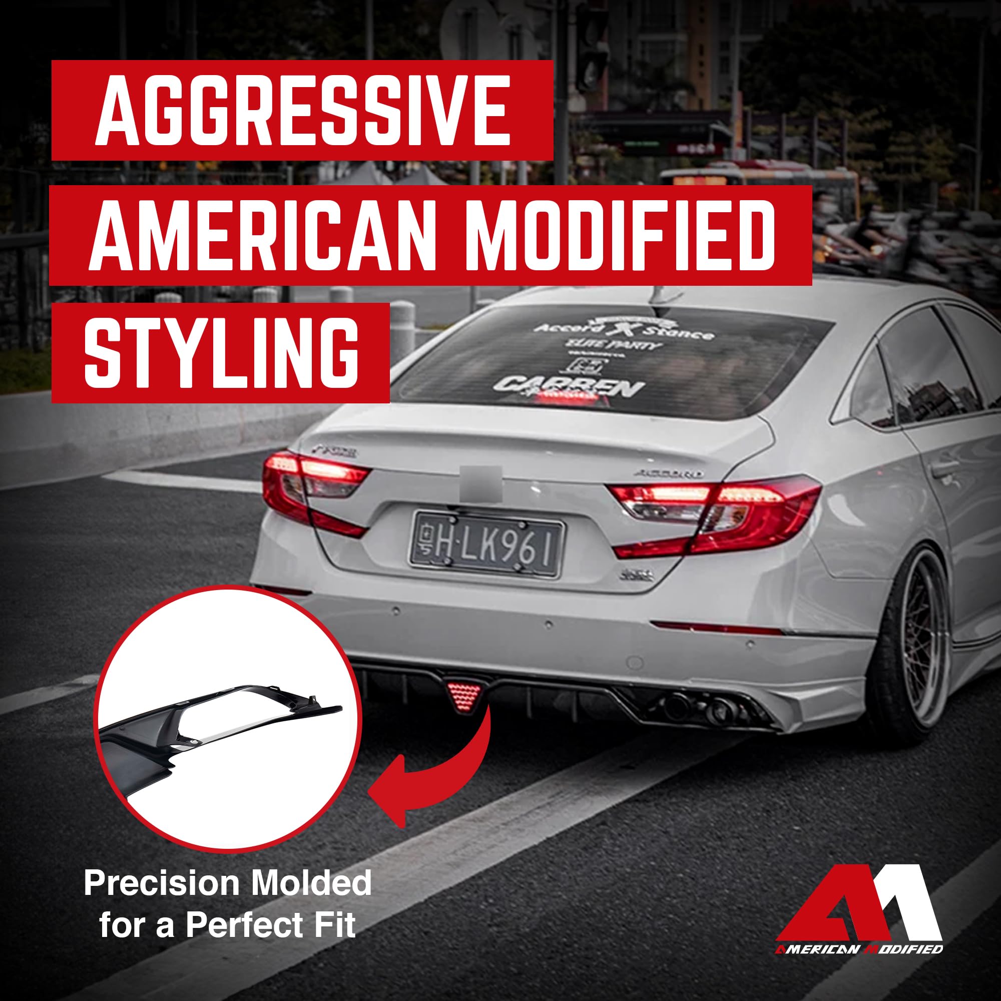 **Aerodynamic Rear Bumper Diffuser Lip with LED Lights for 2018-2023 Honda Accord – Scratch Protection & Stylish Upgrade – Perfect for Car Enthusiasts & Street Racing**