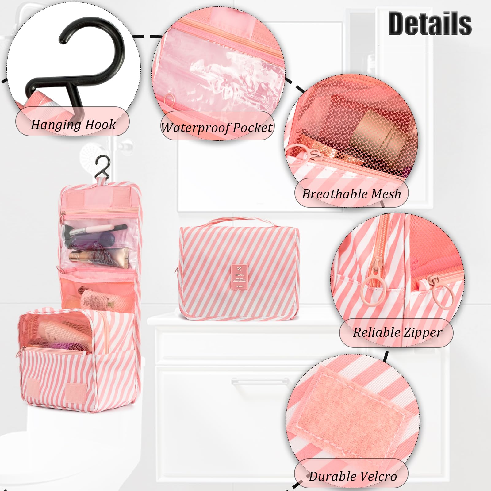 L&FY Hanging Travel Toiletry Bag for Women & Men - Waterproof Cosmetic Organizer & Makeup Pouch with Handle - Perfect for Vacation, Gym, Camping & Business Trips
