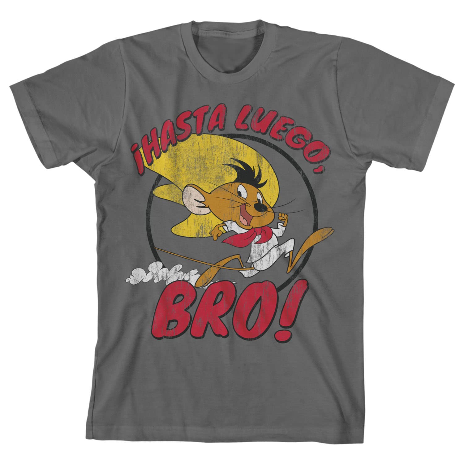 Looney Tunes Speedy Gonzales Hasta Luego! Boys' Charcoal Graphic T-Shirt - Cartoon Character Tee for Casual Wear & Fan Gifts