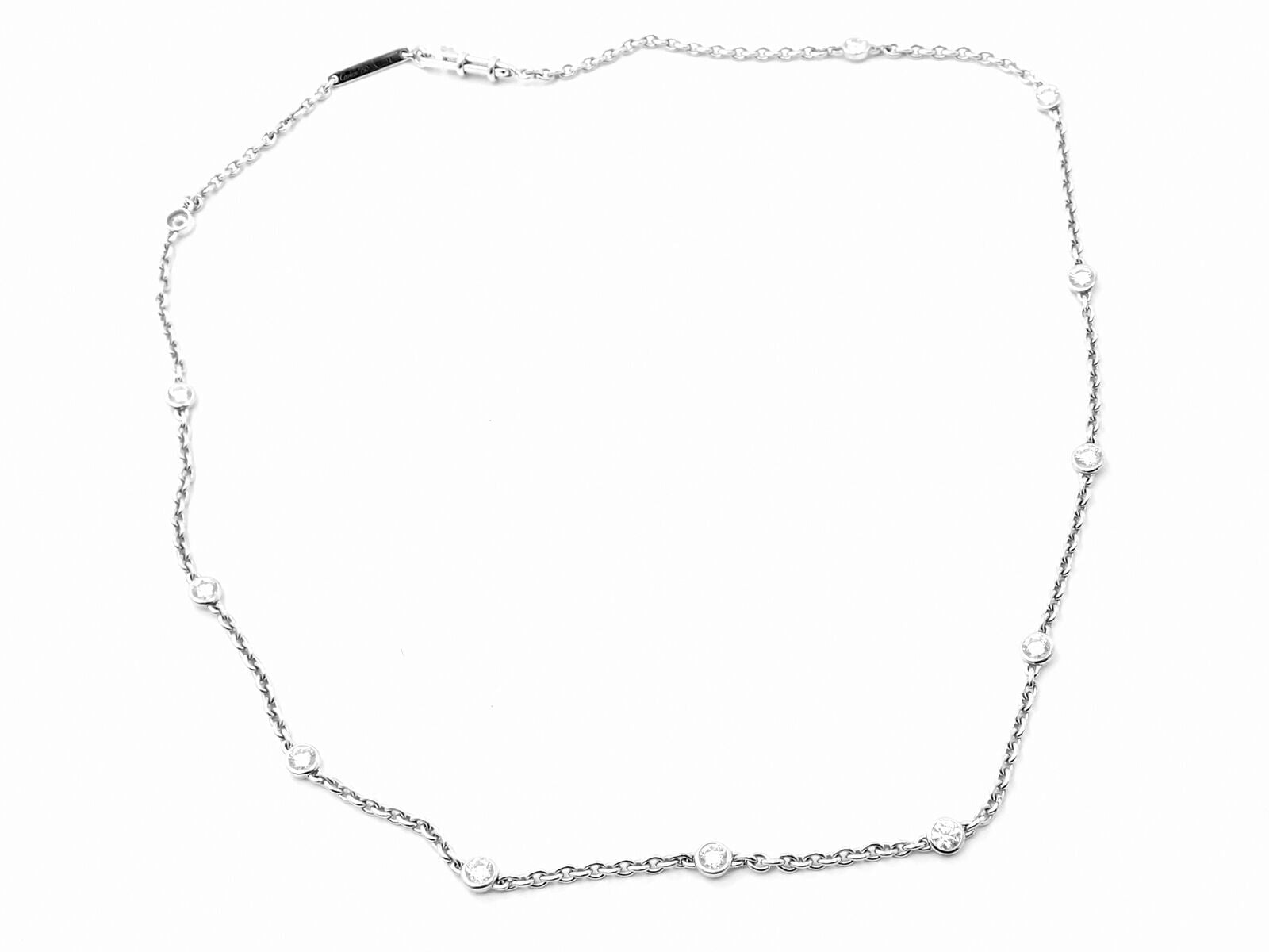 Authentic Cartier 18k White Gold 1.5ct Diamond By The Yard Chain Necklace - Luxury Jewelry for Women, Perfect for Weddings, Anniversaries & Special Occasions