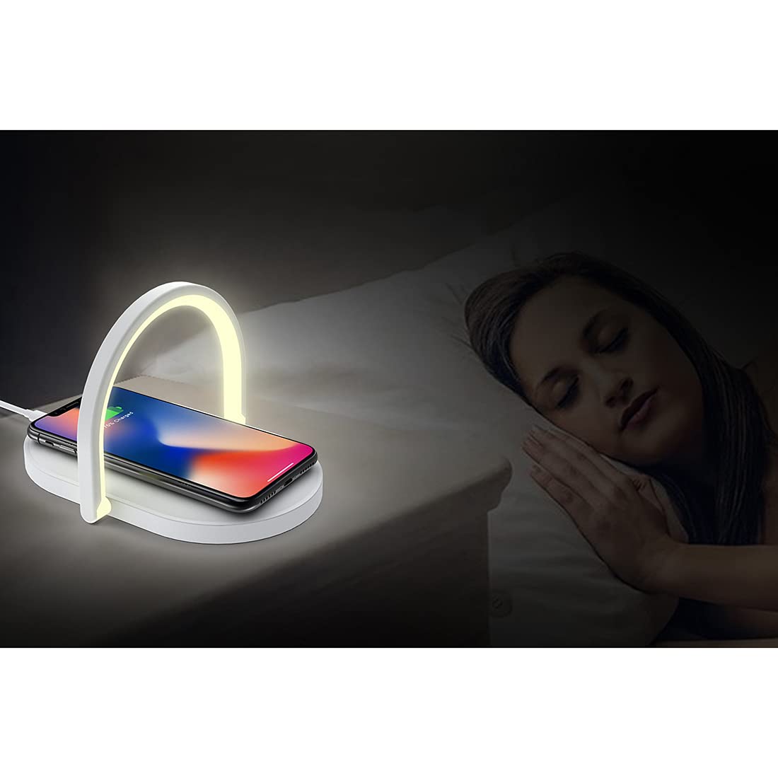 Wireless Charging Table Lamp with Touch Control - Dimmable LED Desk Light for Bedroom, Living Room & Office | Nightstand Lamp, Reading Light, Decorative Night Light (Modern Home Decor)