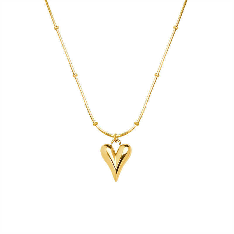Titanium Gold Heart Pendant Satellite Chain Necklace | Elegant Jewelry Gift for Women | Perfect for Valentine's Day, Anniversary & Special Occasions