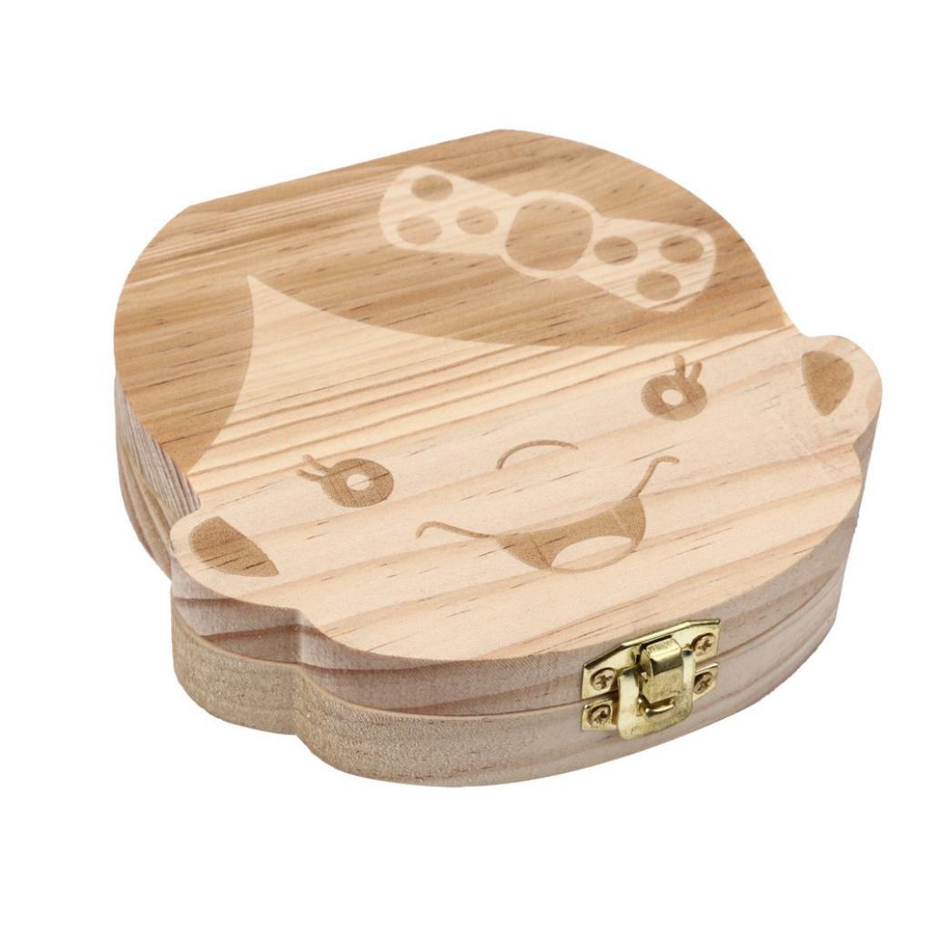 Gbell Baby Teeth Keepsake Box - Wooden Tooth Organizer & Storage for Toddler, Infant, Newborn - Perfect Baby Shower Gift for Boys & Girls - Preserve First Teeth Memories in Style